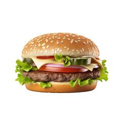 Beef Burger on a Transparent Background - Generative AI