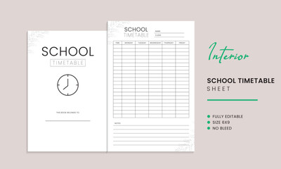 School Timetable Kdp Interior Template