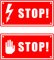 Two red signs with the text stop