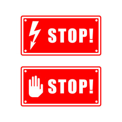 Two red signs with the text stop