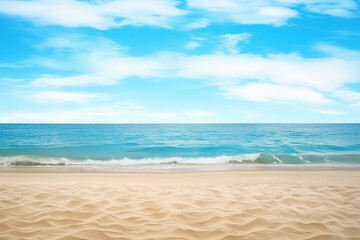 Obraz premium Beautiful empty tropical beach and sea landscape background. Created with Generative AI Technology