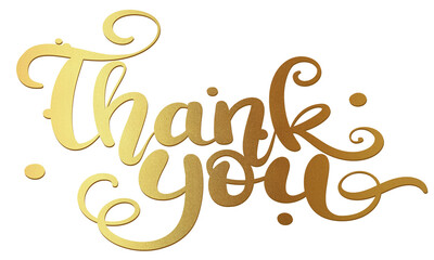 Thank you hand drawn calligraphy with golden ink