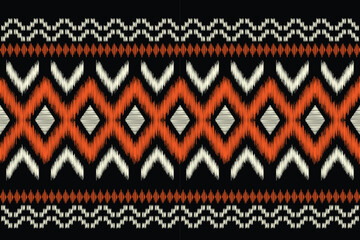 Ethnic Ikat fabric pattern geometric style.African Ikat embroidery Ethnic oriental pattern black background. Abstract,vector,illustration. For texture,clothing,wrapping,decoration,carpet.