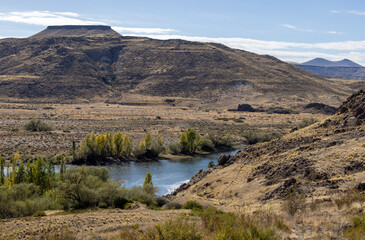 Coll&oacute;n Cur&aacute; River and landscape in Argentina, South America