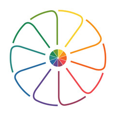 Circle template from colourful lines with text areas on ten positions