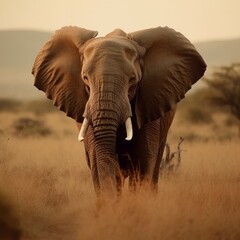 Fototapeta na wymiar Majestic elephant in the wild in Africa - created by generative AI