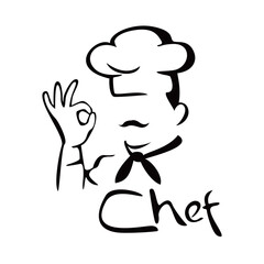 chef logo design template man with ok gesture symbol