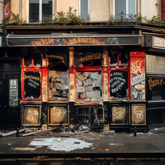 French cafe restaurant destroyed - AI Generative