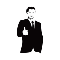 business man silhouette design. man with suit and sunglasses sign and symbol.