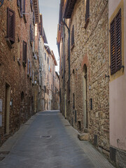 Naklejka premium Gambassi Terme cityscape: historic center of the medieval tuscan town - Firenze province, central Italy - Europe - June 1, 2021