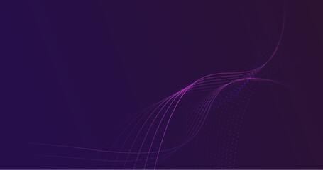 Abstract digital dynamic violet and blue wave on dark background. Futuristic hi-technology concept. Vector illustration