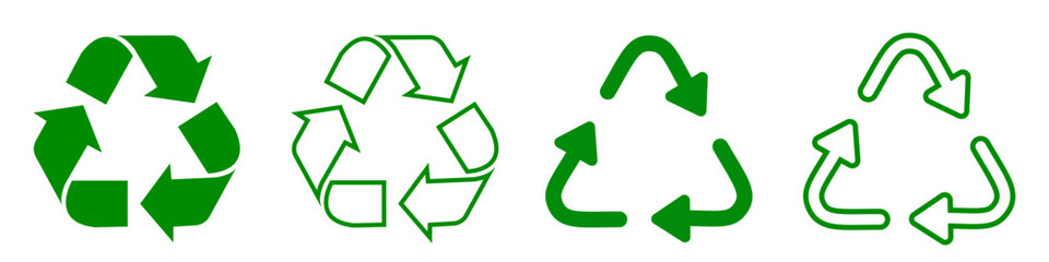 Set recycle icon sign in different forms, recycling sign – vector