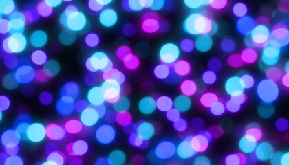 Blue purple bokeh particle light sparkles as decoration on the background