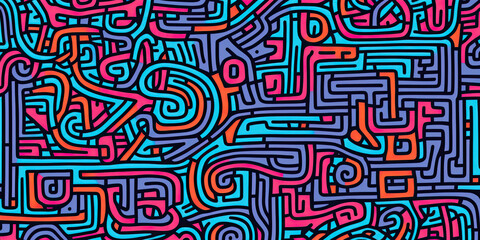 Fototapeta premium Abstract doodle pattern background - Generative AI