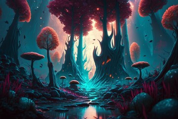 Generative AI of fantasy nature background