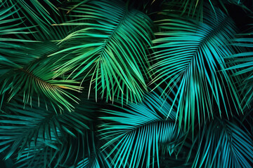 Background from palm green leaves. Tropical wallpaper. AI generated.