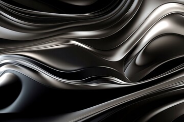 Liquid Metal Waves - Abstract Background Design with Metallic Wavy Lines