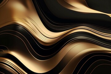 Liquid Metal Waves - Abstract Background Design with Metallic Wavy Lines