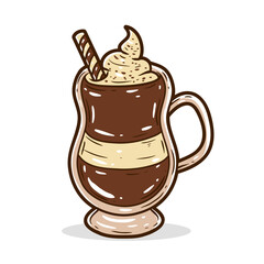 Coffee drink with ice cream chocolate vector illustration