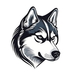 Logo Siberian Husky Dog on Isolated Tansparent Background, png. Generative AI