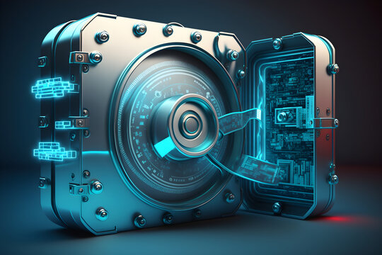 digital safe as a symbol of cyber security and data storage protection, Generative AI