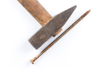 old hammer and nails