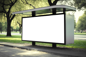Fototapeta premium Advertising layout in the park, a billboard for your advertising. AI generated