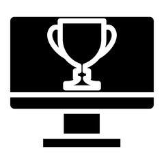 monitor with trophy glyph icon