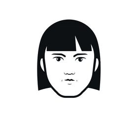 Vector illustration of woman with bangs haircut.