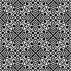 Fototapeta na wymiar Vector geometric seamless pattern. Minimal ornamental background with abstract shapes. Black and white texture. Simple abstract ornament background. Dark repeat design for decor, fabric, cloth.