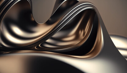 extreme closeup of abstract modern minimal illustration of metallic curving surface.. Created with generative AI.