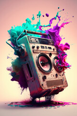 90's boombox, music background, generative ai