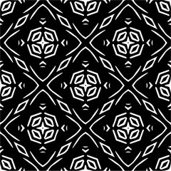 Vector geometric seamless pattern. Minimal ornamental background with abstract shapes. Black and white texture. Simple abstract ornament background. Dark repeat design for decor, fabric, cloth.