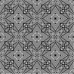 Vector geometric seamless pattern. Minimal ornamental background with abstract shapes. Black and white texture. Simple abstract ornament background. Dark repeat design for decor, fabric, cloth.