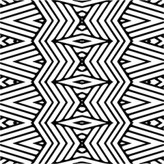 Vector geometric seamless pattern. Minimal ornamental background with abstract shapes. Black and white texture. Simple abstract ornament background. Dark repeat design for decor, fabric, cloth.