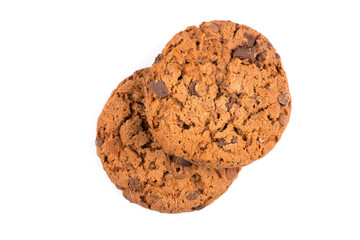 Chocolate chip cookies isolated on white