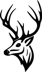 ﻿Scenic deer vector logo, in charming black and white.