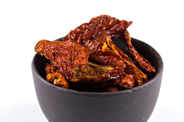 dried tomatoes on white background