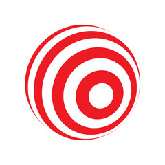 plastic ball with red and white stripes