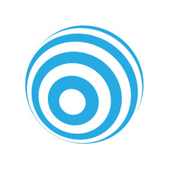 plastic ball with blue and white stripes