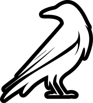 ﻿-A logo of a raven in black and white with a simple vector design.