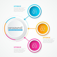 Vector infographic design template with 3 options or steps. Abstract elements of graph, diagram, parts or processes. Vector template for presentation.