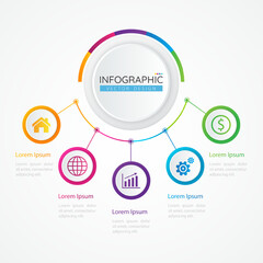 Infographic design template with icons and 5 options or steps for business, education, presentations, workflow layout, process diagram, flow chart. Vector Infographics for business concept.