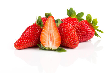 Red ripe strawberry fruits