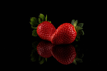 Red ripe strawberry fruits
