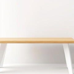 Minimal wooden top table in white background 