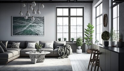 3d render of a contemporary living room interior, Living Room, Modern, Home Interior, Indoors, Domestic Life, Generate Ai