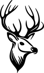 ﻿A simple vector logo of a deer in black and white.