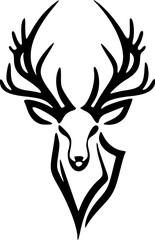 ﻿A logo with a black and white stylized vector deer.