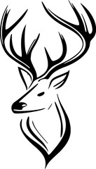 ﻿:Simple black and white vector deer logo.